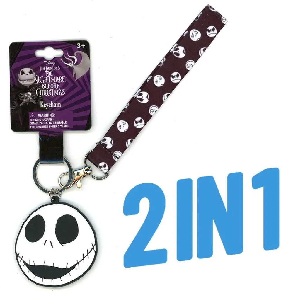 Nightmare Before Christmas Jack Skellington Lanyard Strap Keychain 2-in-1